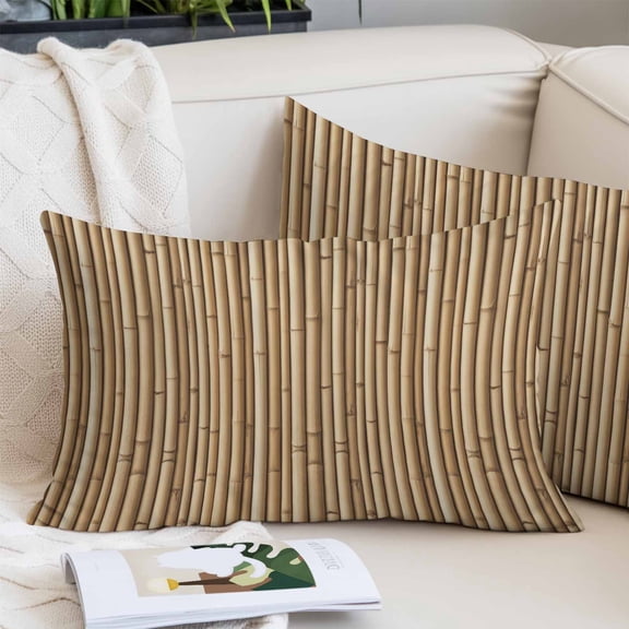 Country Farmhouse Pillow Covers 12"x20", Vintage Plants Lines Pattern Brown Soft Brushed Microfiber Breathable Throw Pillow Covers, Pillowcase with Zipper for Couch Sofa Bedroom Living Room