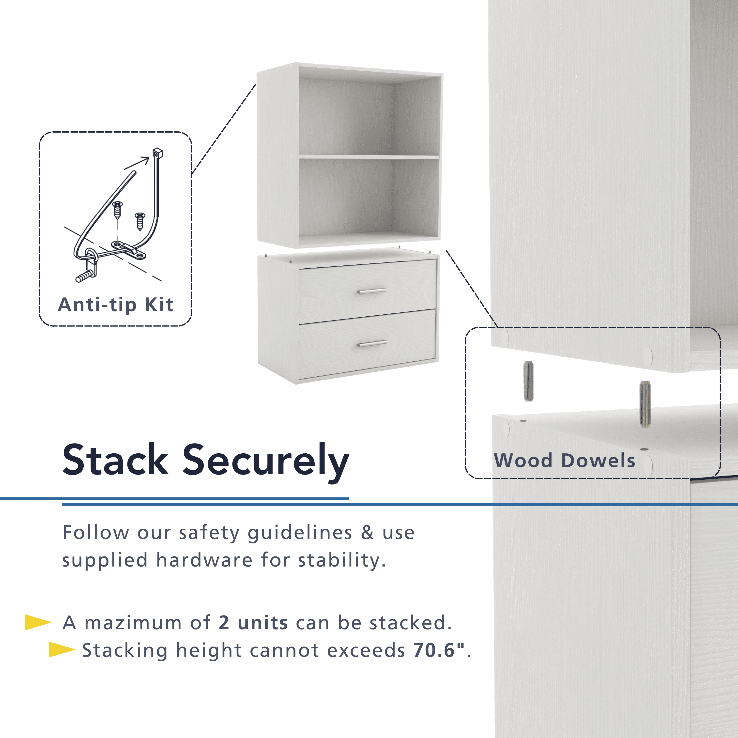 Furniture of America Brooks Stackable 4-Vertical Wood White Bookcase