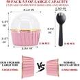 thumbnail image 3 of Cupcake Liners with Lids 50 Pack, 5oz Large Foil Cupcake Cups Muffin Tins,Disposable Baking Cups Muffin Liners Wrappers Holders for Wedding Valentine-Pink in gold, 3 of 4