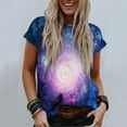 thumbnail image 4 of YI YI Summer Top for Women 2024 Novelty 3D Galaxy Universe Graphic Tees Short Sleeve Shirts Casual Polyester Tshirt XL White, 4 of 6