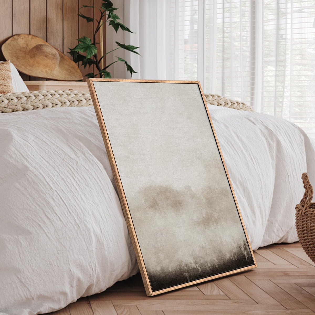 Large Abstract Canvas Wall Art Minimalist Watercolor Wall Decor Modern Neutral Framed Art Painting Set of 3 for Living Room Bedroom Dining Room Office 24"x36".