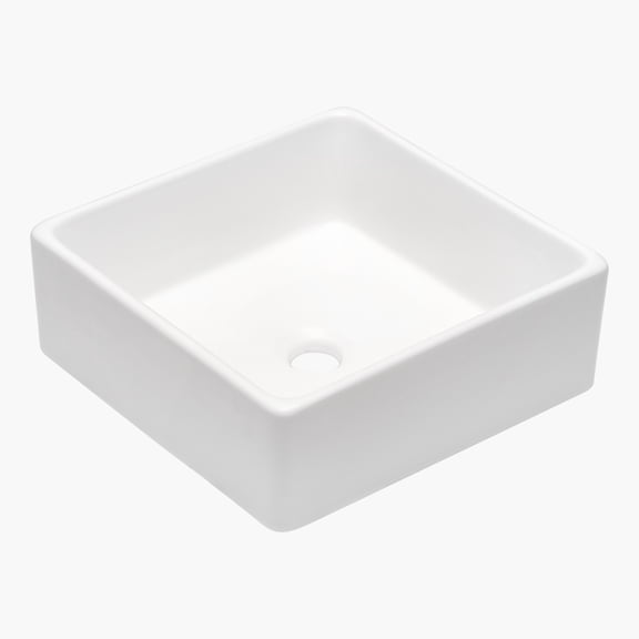 15"×15"×5.5" White Ceramic Rectangular Countertop Bathroom Sink