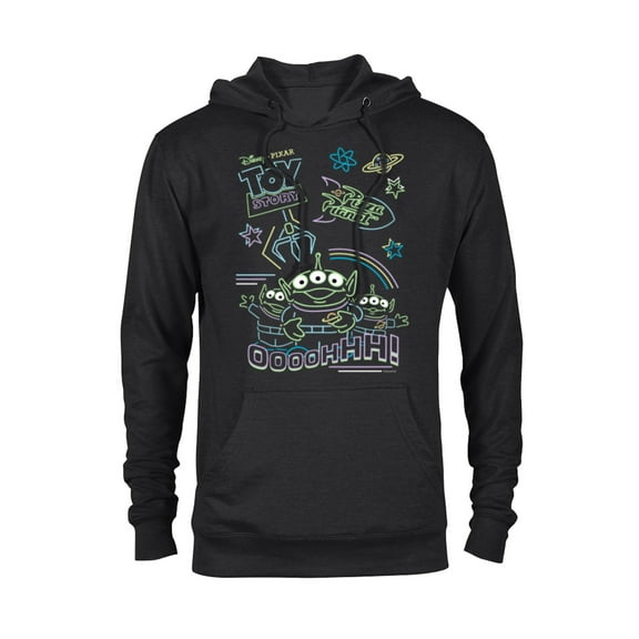 Disney and Pixar’s Toy Story Pizza Planet Aliens Neon - Pullover Hoodie for Adults - Customized-Black