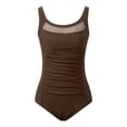 thumbnail image 4 of Women's Swimsuits One Piece Tummy Control 2026 Modest Mesh Scoop Neck Slimming Full Coverage Bathing Suit Swimwear Beach Coffee M, 4 of 5