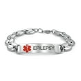 thumbnail image 1 of Epilepsy Medical Identification Medical ID Tag Bracelet Engravable Mariner Chain for Men Silver Tone Stainless Steel 8.5 Inch Custom Engraved, 1 of 4