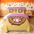 thumbnail image 2 of meiyoeat Baseball Glove Dripping Twin Quilt Set for Girls, Rainbow Ice Cream Waffle Twin Coverlet Set, 2pcs, 1 Comforter and 1 Pillowcase, 2 of 7