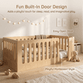 thumbnail image 3 of Miniyam Twin Floor Bed for Kids with Door and Guardrails, Low-Profile Wood Bed Frame, Natural, 3 of 8