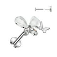 thumbnail image 2 of Labret  316L Surgical Steel Cartilage, Barbell Studs Push In Double Butterfly, 2 of 2