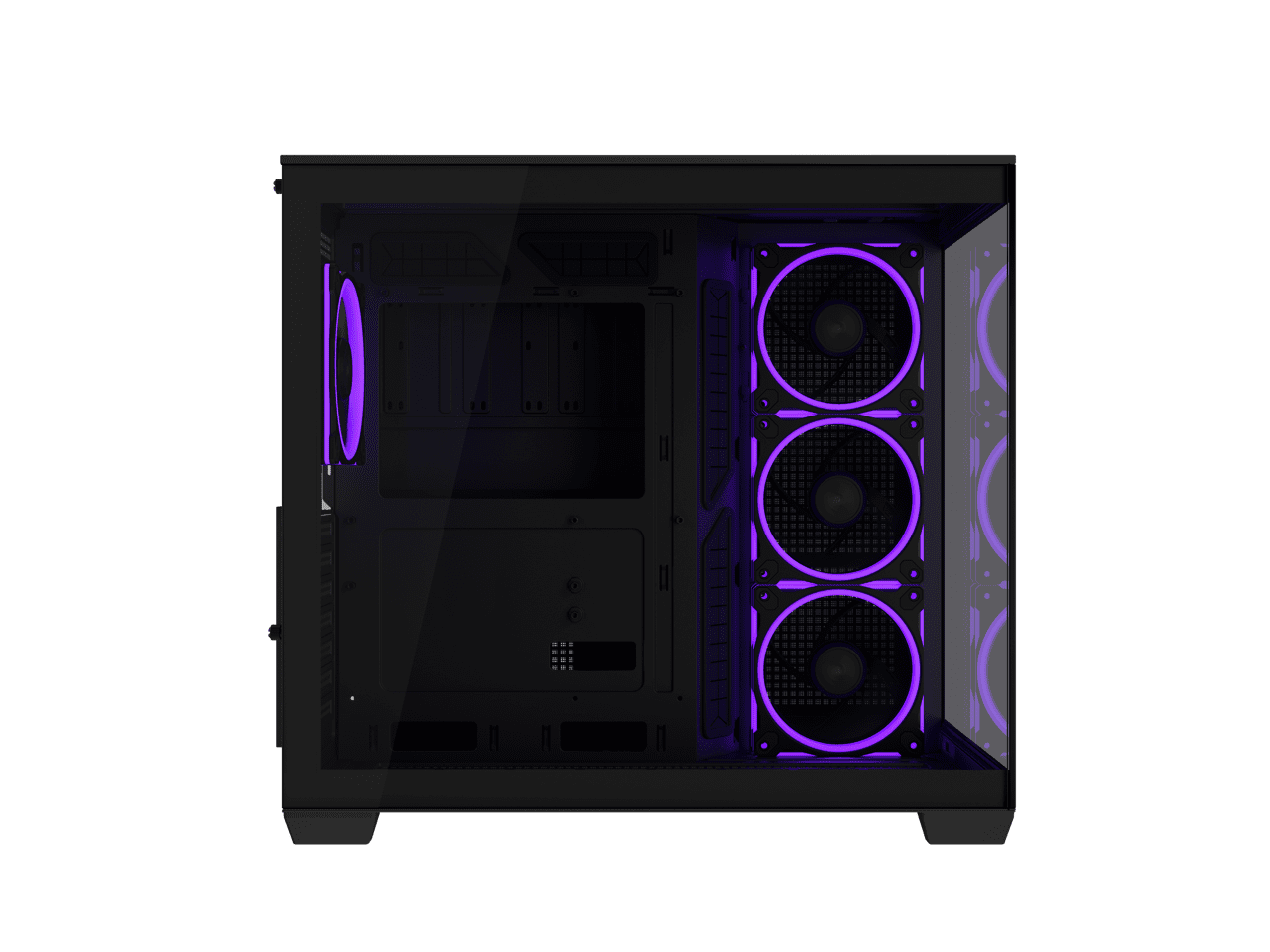ASUS A32 PLUS Black ATX gaming PC case, support 360mm radiators and 420mm graphics cards, dual-chamber chassis for independent cooling zones, four pre-installed ARGB fans and clean cable management