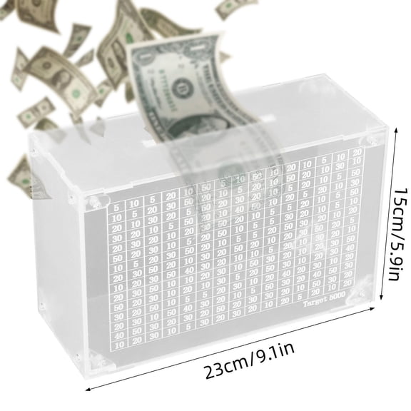 5k Smash Box for Money, 5k Savings Challenge Box, Cash Vault Wooden Money Saving Box for 5000 Money Saving,Piggy Money Bank for Adult Cash Savings