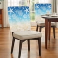 thumbnail image 4 of Marine Life Chair Covers Set of 1 Starfish Coral Shell Gradient Blue Brown Ocean Chair Back Covers Stretch Removable Washable Slipcovers Protector for Dining Room Kitchen Party Decor, 4 of 9