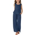 thumbnail image 6 of Girl's Summer Clothes Linen 2 Piece Outfits Peplum Cami Top and Wide Leg Pants Set Summer Outfits for Teens Y2K, 6 of 6