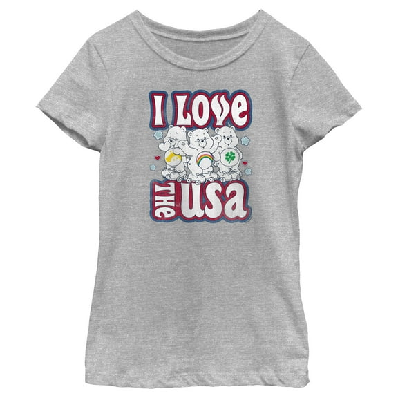 Girl's Care Bears I Love the USA  Graphic T-Shirt