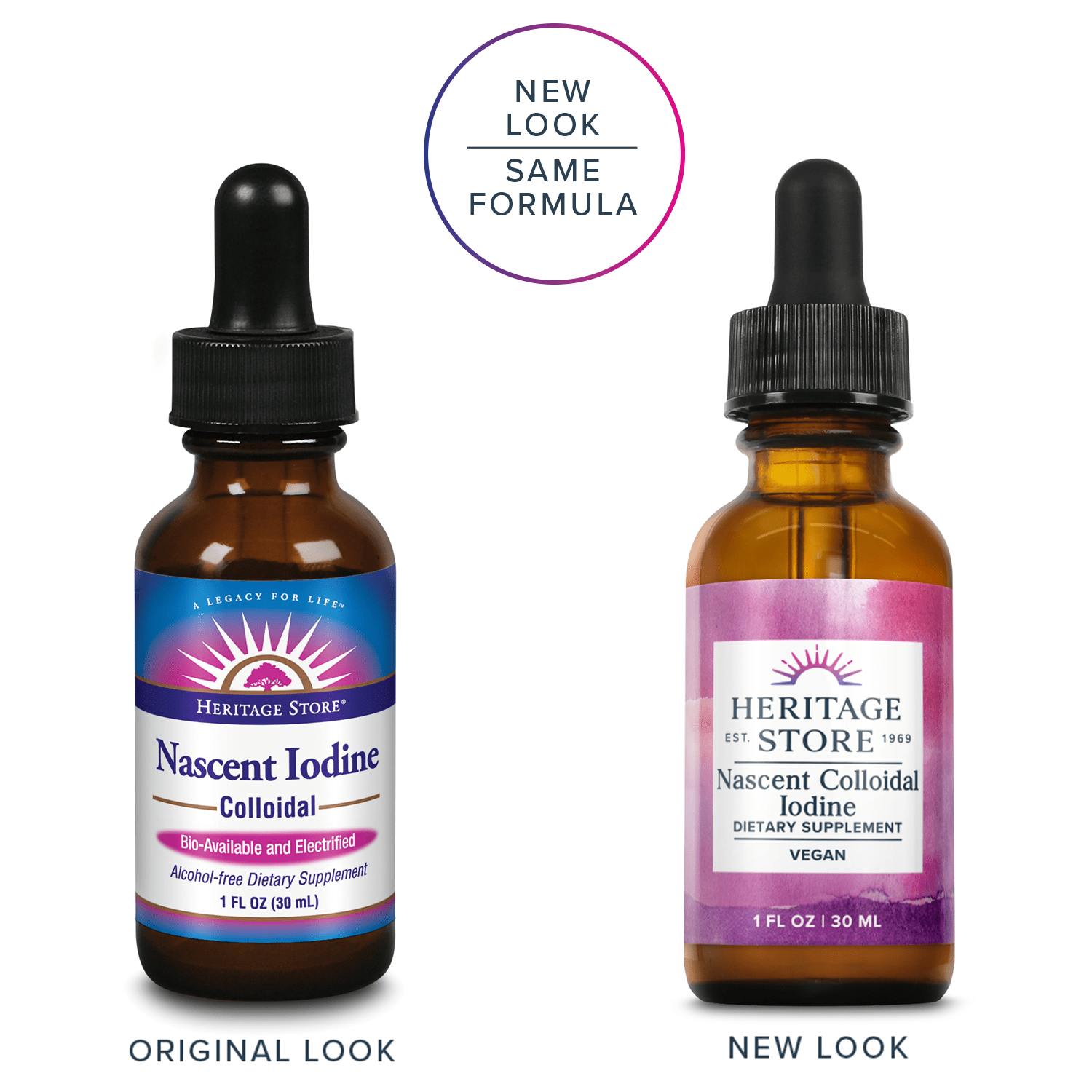 Heritage Store Colloidal Nascent Iodine Supplement Drops Thyroid Support Help Boost Metabolism Energy Focus 1 FL oz 480 Servings 60 Day