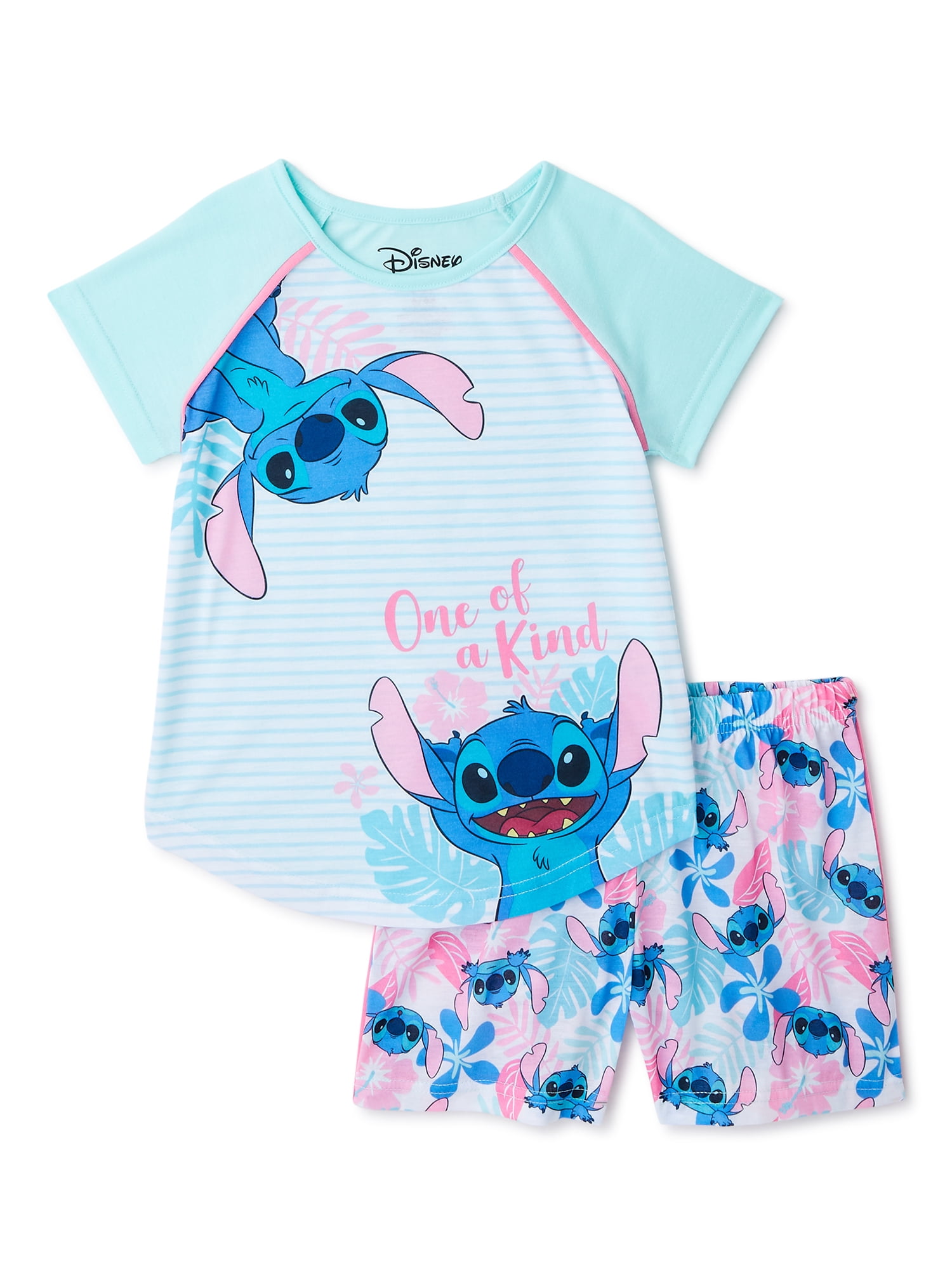 Disney Lilo & Stitch Girls Short Sleeve Top & Shorts Pajamas, 2 Pc Set ...