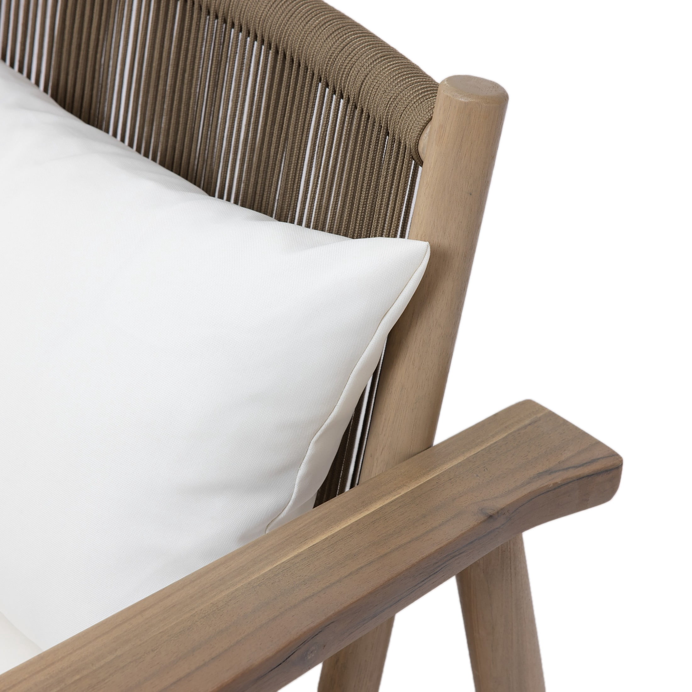 Christopher Knight Home 3-Piece Wood Outdoor Chat Set, Arm Chairs & Side Table, Beige Cushion, Warm Gray