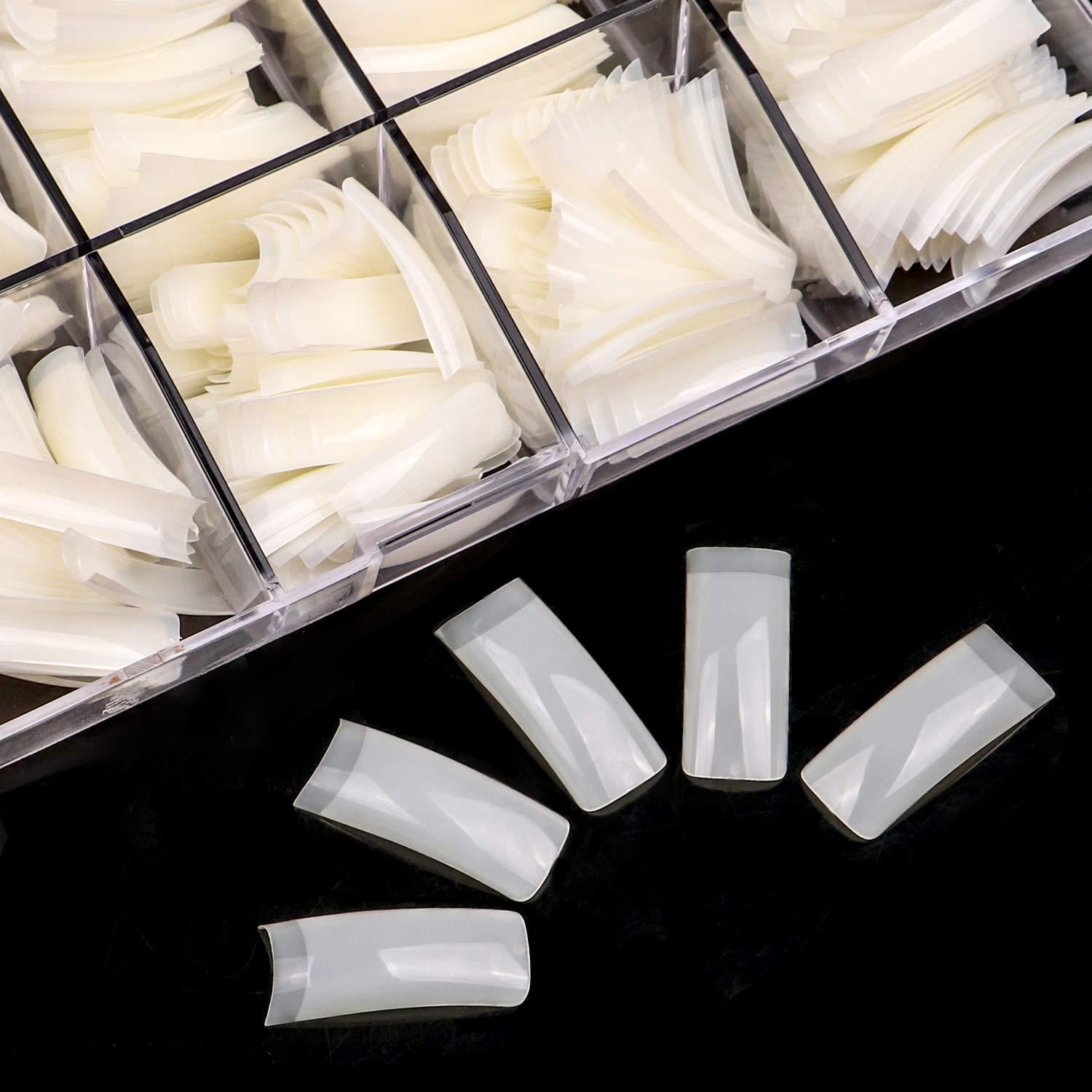 Acrylic Nail Tips French Fake Nails ECBASKET Half Cover Artificial False Nails Tips 500pcs 10 Sizes with Box Natural Natural Half Nail Tips
