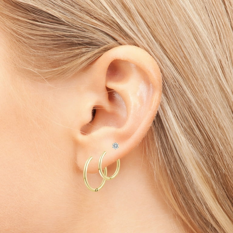 Sensitive Skin Stainless Steel Set of Gold Plated Earrings