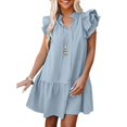 thumbnail image 2 of Vestido túnica para mujer, vestido de verano con volantes y mangas con cuello en V, el mejor de su clase, 2 of 2