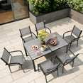 thumbnail image 3 of 7 Piece Outdoor Dining Set, Patio Dining Table Set for 6 Persons, Garden Patio Textilene Dining Furniture Set with Plastic-Wood Tabletop, Dining Table Chairs Conversation Set for Deck Patio, 3 of 9