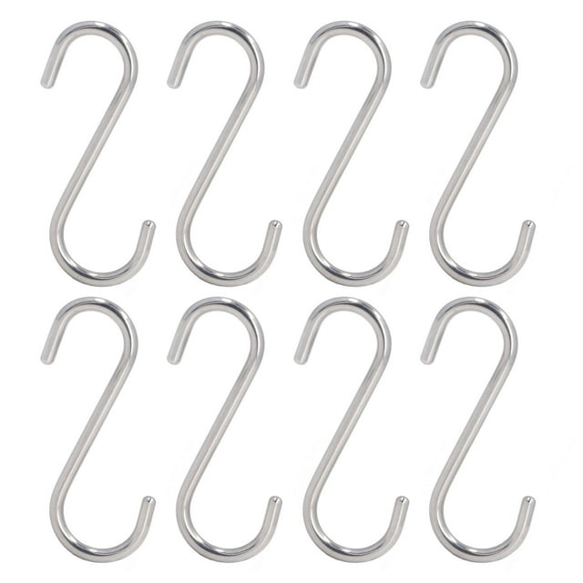 Ganchos en forma de S de acero inoxidable, resistentes, de estilo simple, portátiles, para cocina y baño, 8 unidades