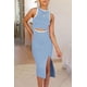 thumbnail image 3 of Vestido PRETTYGARDEN Azul Claro Midi Ajustado con Corte M, 3 of 5