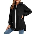thumbnail image 3 of Women Hoodie Jacket Sevevn Hooded Full Zip Longline Fit Fleece Fabric Side Snap Buttons Side Pockets Long Sleeve Outerwear For Daily Casual Wear, 3 of 9