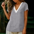 thumbnail image 4 of Thousandth Women's Breathable Relaxed Loose fitting Cotton Lace Casual Top Everyday Wear Fashionable Lightweight Blouses Short Sleeve V-neck Pullover Top, 4 of 8