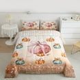 thumbnail image 2 of jejeloiu Autumn Harvest Pumpkin Full Size Comforter Sets,Pink Bow Bowknot Bedding Comforter Set,Gold Glitter Print Bedding Sets For Girl Boys,Microfiber Bedroom Decor,3pcs, 2 of 8