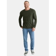 George Mens and Big Mens Cotton Crewneck Tee with Long Sleeves, 3-Pack, Sizes XS-3XL