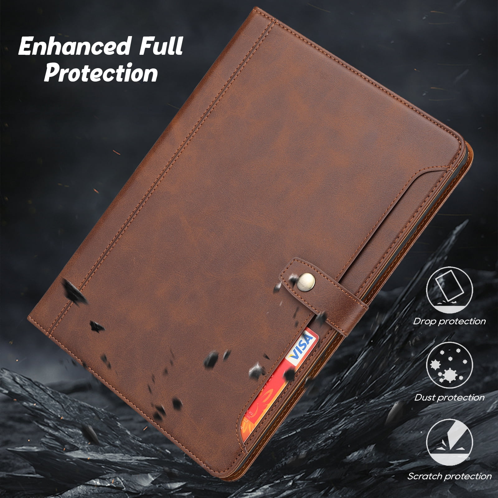 Flip Case for Apple iPad 6th 5th Gen 9.7"/ iPad Air 1 2, with Pencil Holder Smart Cover Auto Sleep Wake Protective Documents Pocket Stand Snap Closure Case for iPad 6th 5th Gen 2018/2017, Coffee