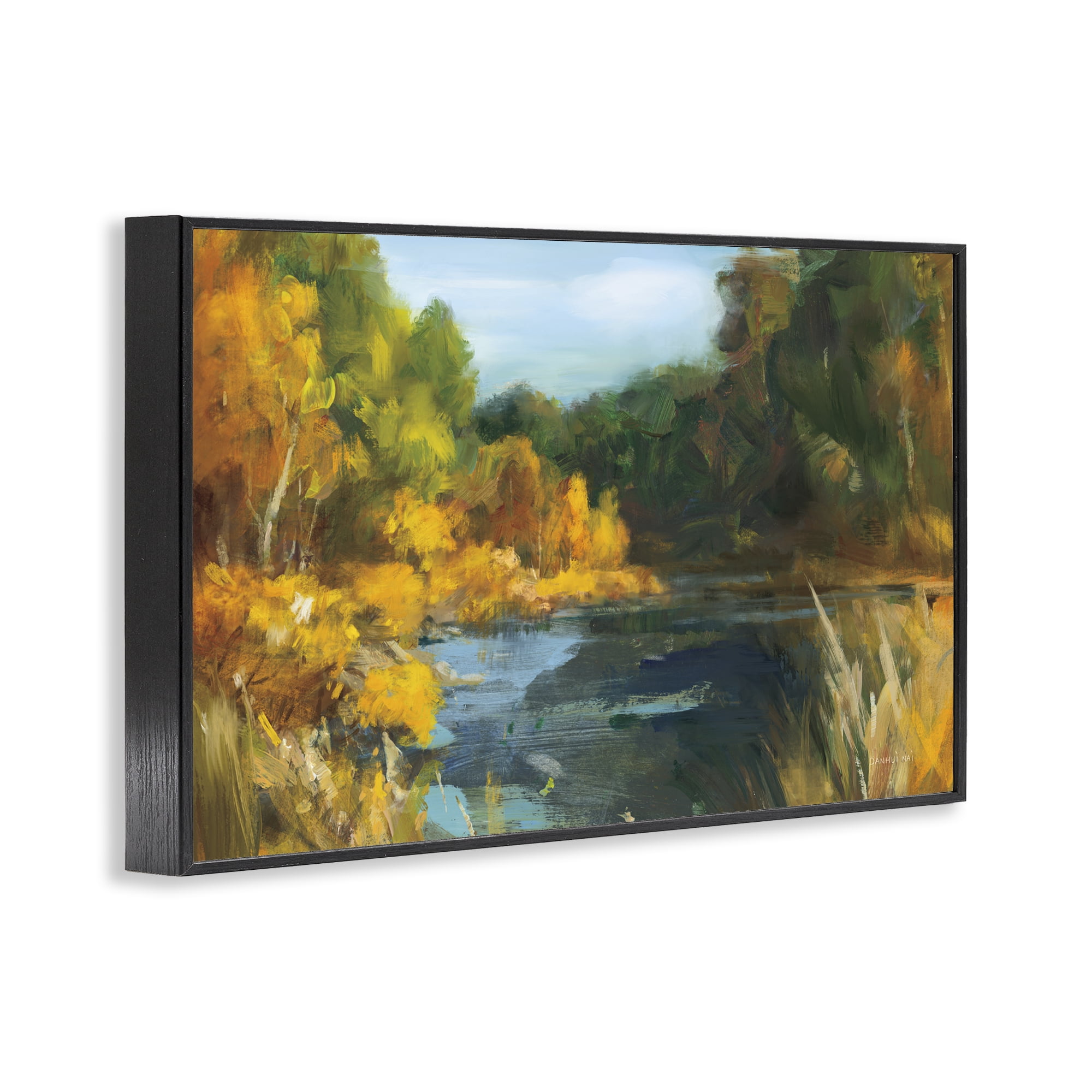 Stupell Industries Autumn River Bend Abstract Black Framed Giclee Art, design by Danhui Nai