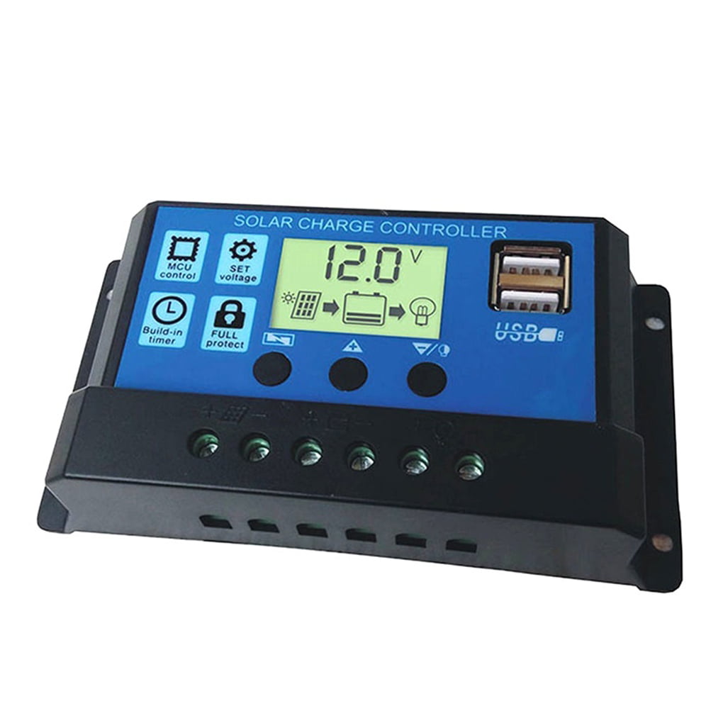 12V 24V LCD Solar Panel Battery Regulator Charge Controller Dual USB 10A/20A/30A 
