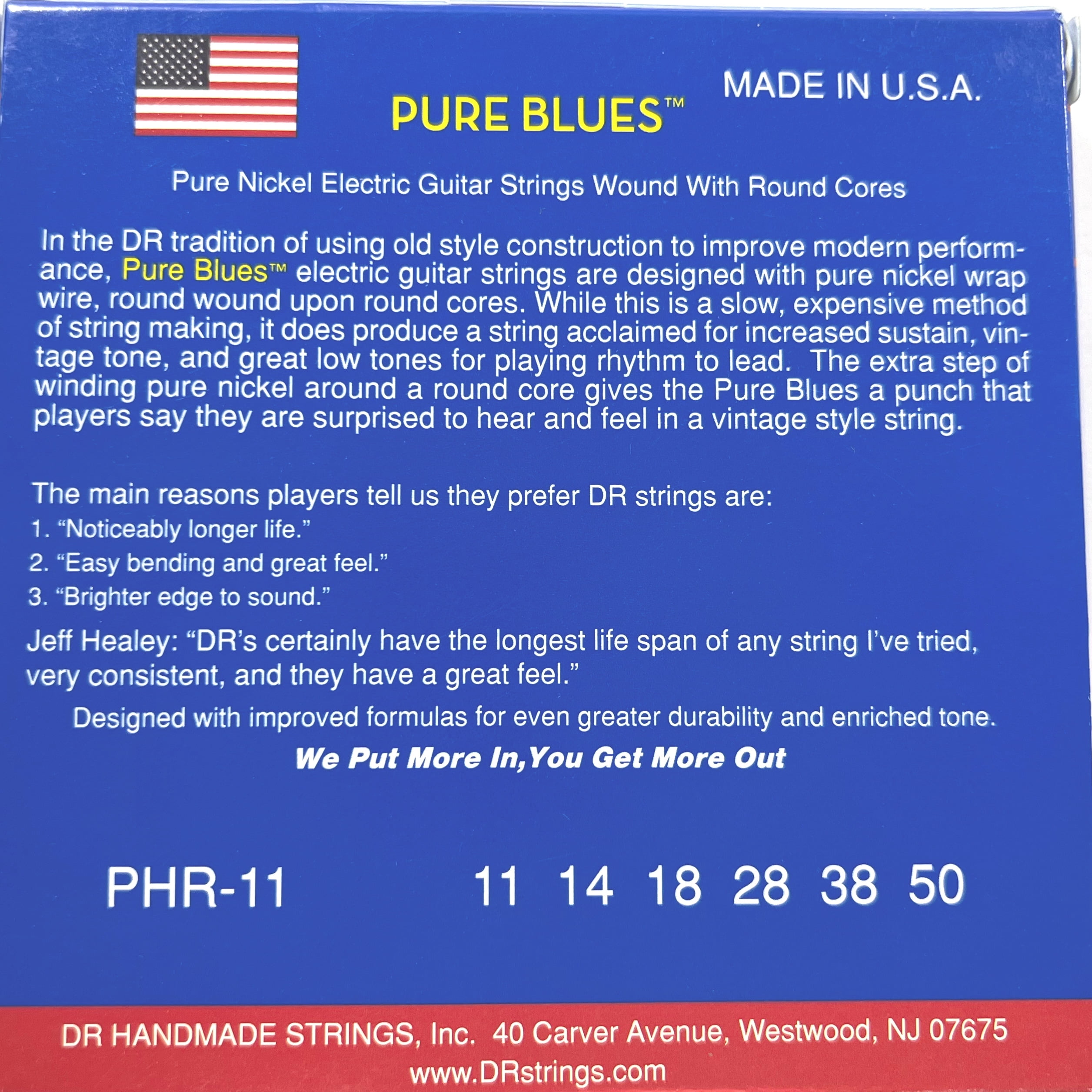 DR Guitar Strings 3 Sets Electric Pure Blues Vintage Pure Nickel 11-50