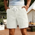 thumbnail image 2 of EOYWHK Running Shorts Men with Pockets Elastic Waist Drawstring Jogging Shorts Men Soft Lightweight Breathable for Casual Lounge Home Active White, Size XXL, 2 of 9