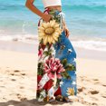 thumbnail image 4 of 4th Of July Pants for Women Patriotic Star American Flag Print Elastic High Waist Pants Wide Leg Slit Baggy Loose Fit Daily Wear Lounge Pants, #01 Sky Blue, XL, 4 of 5