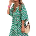 thumbnail image 3 of Women Casual Maxi Dress Bohemian Floral V Neck Puff Short Sleeve Beach Tiered Sundress Long Swing Dress, 3 of 6