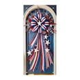 thumbnail image 2 of 4th of July Door Cover Decoration,250 Anniversary Patriotic Door Cover,Red Blue and White American Flag Bow Door Banner,Veterans Day Memorial Day Decor,Independence Day Party Supplies(2D, 35x70 inch), 2 of 3