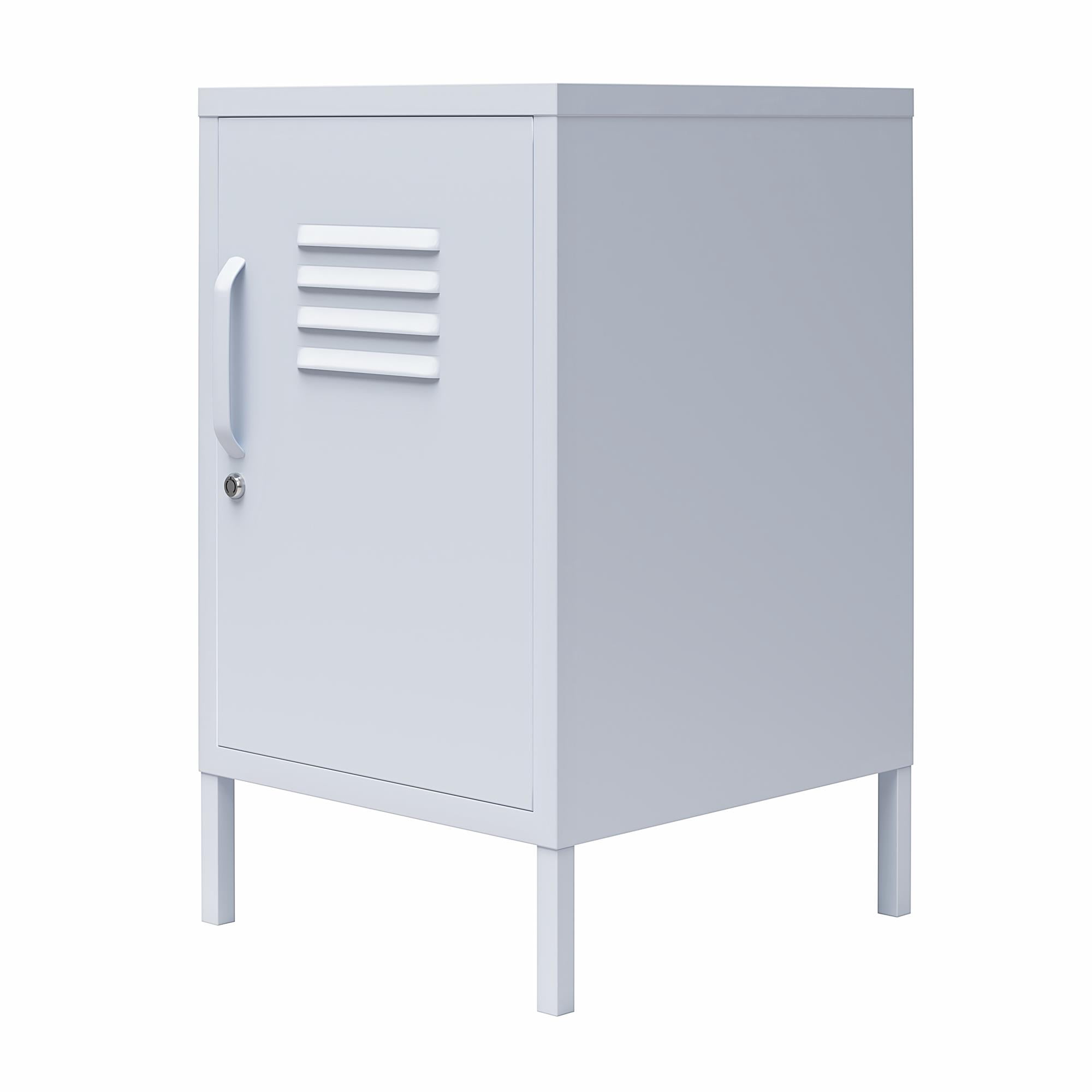 Novogratz Cache Metal Locker Style Living Room End Table, Powder Blue