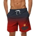 thumbnail image 2 of RYDCOT Men's Tropical Print Hawaiian Shorts Gradient Summer Beach Shorts with Pockets Red, 2 of 4