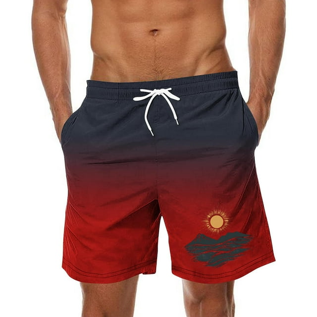 Pantalones de Playa con Cordón Impreso con Cintura Elástica para Hombre, con Bolsillos para Uso Casual Y Al Aire Libre