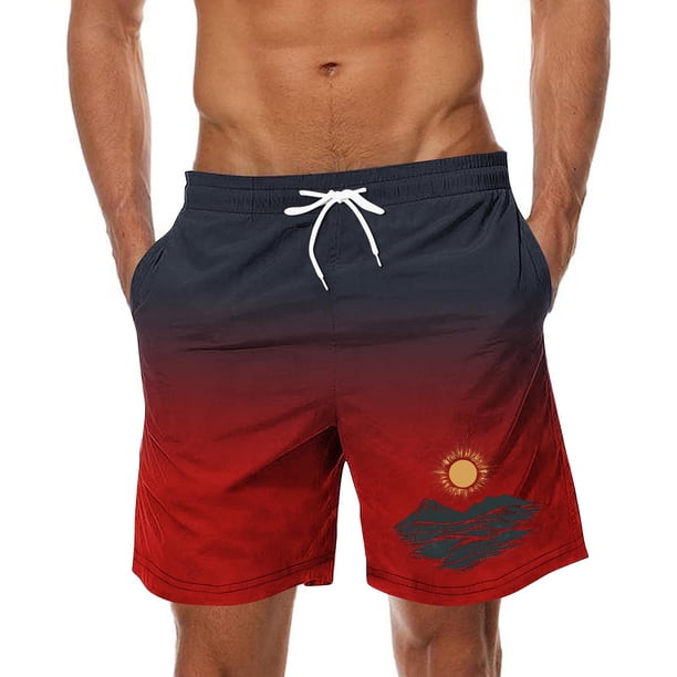 Pantalones de Playa con Cordón Impreso con Cintura Elástica para Hombre, con Bolsillos para Uso Casual Y Al Aire Libre