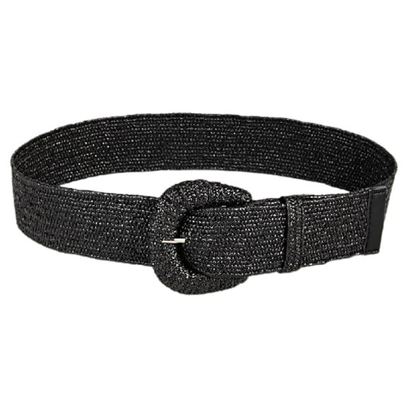 Straw Waist Belt Retro Bohemian Wide Handmade Pin Buckle Adjustable Clothing Accessories Summer Women Pants Dress Belt Waistband Daily Use