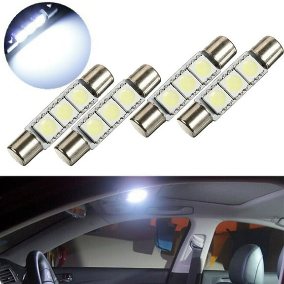 4 x White LED ST6-5050-3SMD 29mm B6LED Fuse Visor Vanity Mirror Light Bulbs