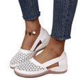 thumbnail image 2 of Wedge Sandals for Women Closed Toe Solid Color Hollow Out Sandals Soft On Arch Support Summer Flat Shoes, 40, 2 of 8