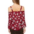 thumbnail image 2 of SANCTUARY Womens Maroon Cold Shoulder Printed Long Sleeve Square Neck Top  Size: S, 2 of 2
