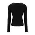 thumbnail image 5 of Dyfzdhu Long Sleeve T Shirts for Women Shirts V Neck Henley Tops Slim Fit Basic Ribbed Knit Button Down Black, 5 of 6