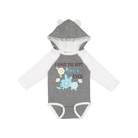 

Inktastic I Have the Best Nana Ever with Blue Flowers Gift Baby Boy or Baby Girl Long Sleeve Bodysuit
