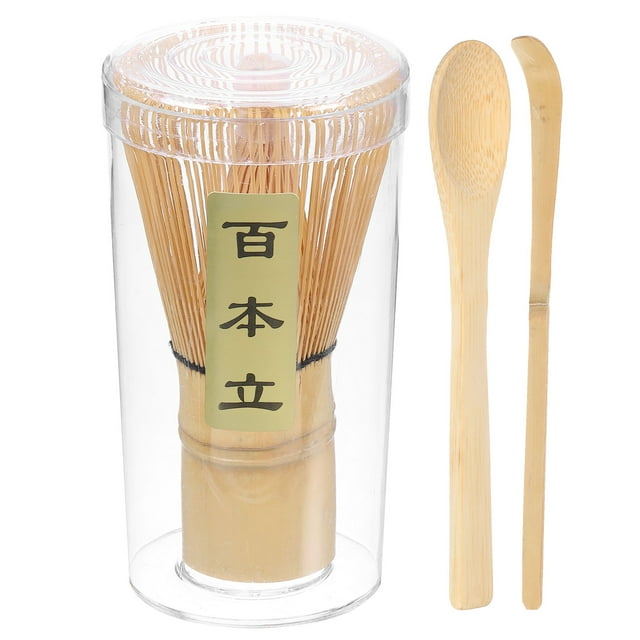 Juego de Matcha Uxcell Batidor de Bambú (Chasen) Cucharón Tradicional (Chashaku) Cucharita de Té, Amarillo