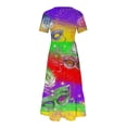 thumbnail image 6 of Summer Beach Dress for Women 2024 Plus Size Fashion Mardi Gras Printed Carnival Short Sleeve Crewneck Dress Casual Flowy Tiered Maxi Beach Dress With Pockets 50% off Clearance!, 6 of 6